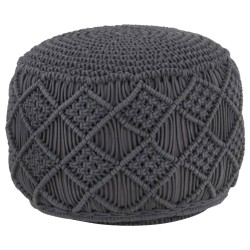 Pouf fait à la main en macramé Anthracite 45x30 cm Coton 