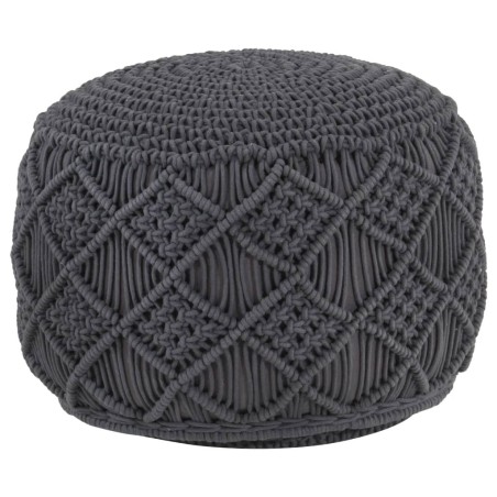 Pouf fait à la main en macramé Anthracite 45x30 cm Coton 