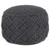 Pouf fait à la main en macramé Anthracite 45x30 cm Coton 