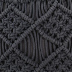 Pouf fait à la main en macramé Anthracite 45x30 cm Coton 