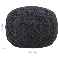 Pouf fait à la main en macramé Anthracite 45x30 cm Coton 