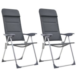 Chaise de camping lot de 2 Gris 58x69x111 cm Aluminium 