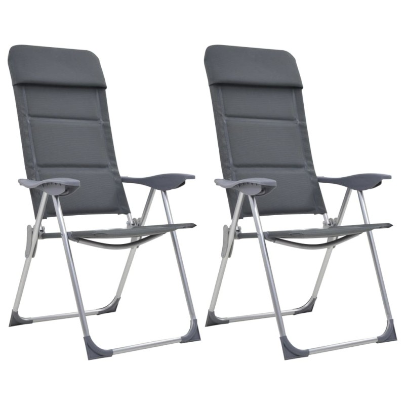 Chaise de camping lot de 2 Gris 58x69x111 cm Aluminium 
