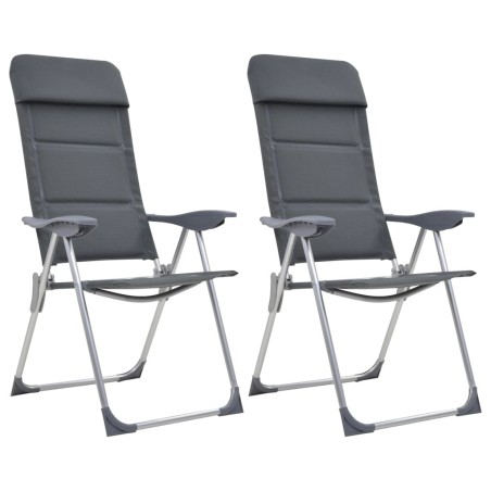 Chaise de camping lot de 2 Gris 58x69x111 cm Aluminium 