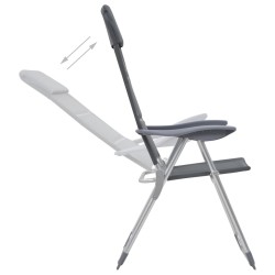 Chaise de camping lot de 2 Gris 58x69x111 cm Aluminium 
