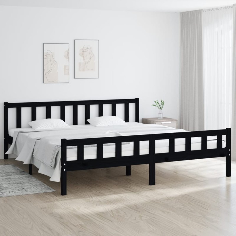 Cadre de lit sans matelas noir bois massif 200x200 cm 