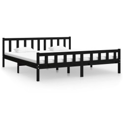 Cadre de lit sans matelas noir bois massif 200x200 cm 