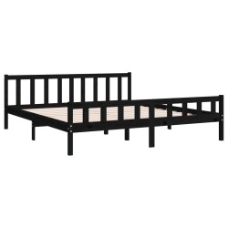 Cadre de lit sans matelas noir bois massif 200x200 cm 
