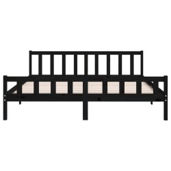 Cadre de lit sans matelas noir bois massif 200x200 cm 