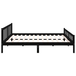 Cadre de lit sans matelas noir bois massif 200x200 cm 