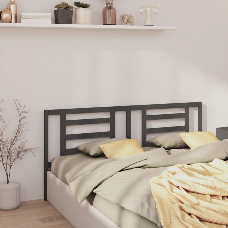 Tête de lit Gris 186x4x100 cm Bois de pin massif Tête de lit Gris 186x4x100 cm Bois de pin massif