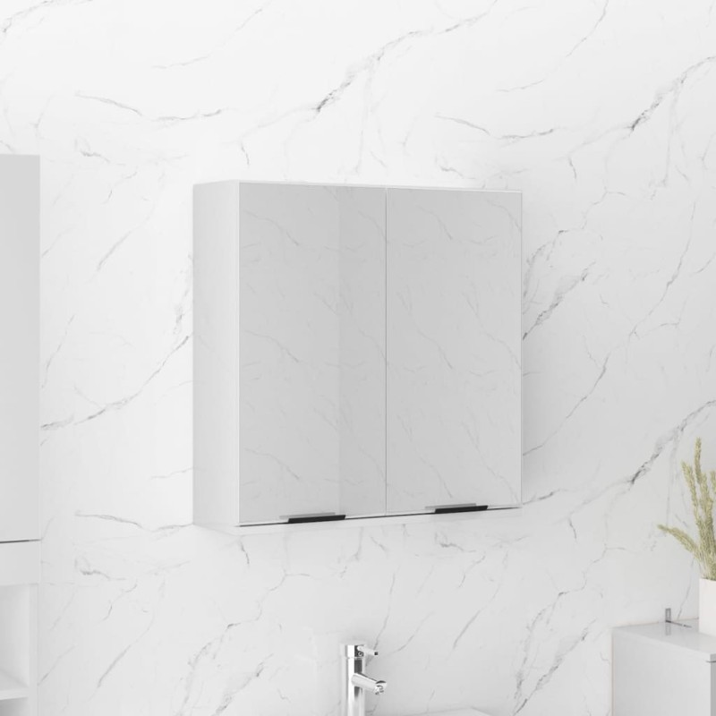 Armoire à miroir de salle de bain Blanc brillant 64x20x67 cm 