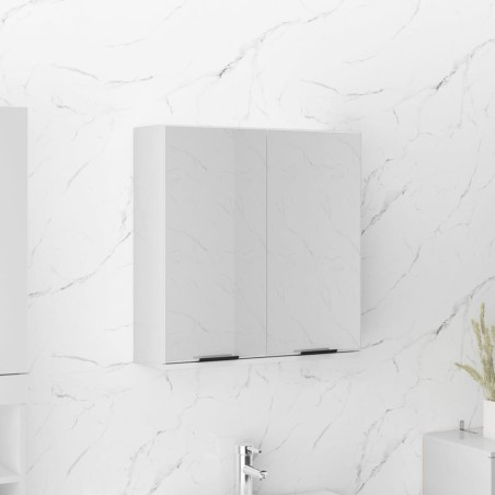 Armoire à miroir de salle de bain Blanc brillant 64x20x67 cm 
