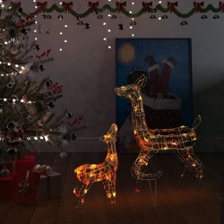 Famille de rennes de décoration Acrylique 160 LED coloré 