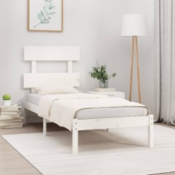 Cadre de lit sans matelas blanc 100x200 cm bois massif 