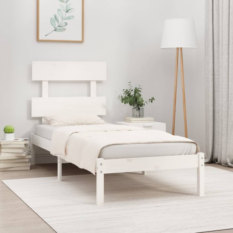 Cadre de lit sans matelas blanc 100x200 cm bois massif 