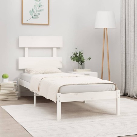 Cadre de lit sans matelas blanc 100x200 cm bois massif 