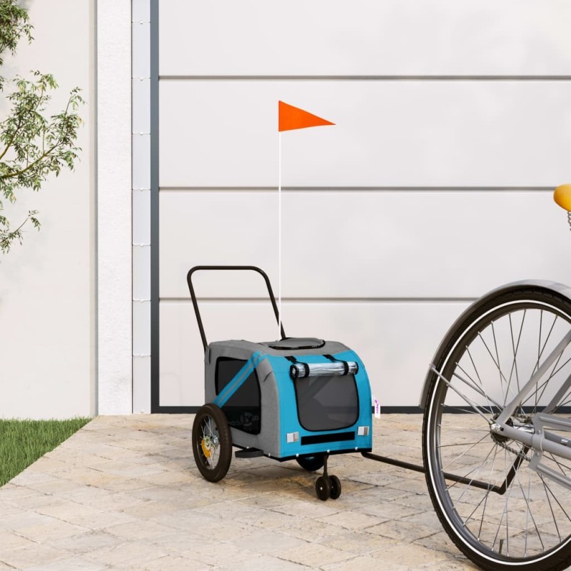 Remorque de vélo pour animaux de compagnie bleu et noir 