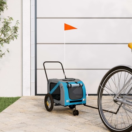 Remorque de vélo pour animaux de compagnie bleu et noir 