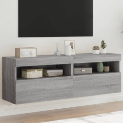 Meubles TV muraux et lumières LED 2pcs sonoma gris 60x30x40 cm 