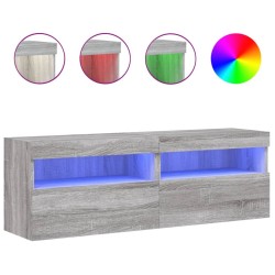 Meubles TV muraux et lumières LED 2pcs sonoma gris 60x30x40 cm 
