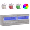 Meubles TV muraux et lumières LED 2pcs sonoma gris 60x30x40 cm 