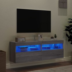 Meubles TV muraux et lumières LED 2pcs sonoma gris 60x30x40 cm 