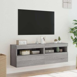 Meubles TV muraux et lumières LED 2pcs sonoma gris 60x30x40 cm 
