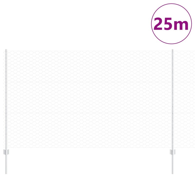 Poteaux de clôture 22 pcs U-Channel 140 cm Acier galvanisé,Clôture hexagonale 1,4x25 m Acier galvanisé 