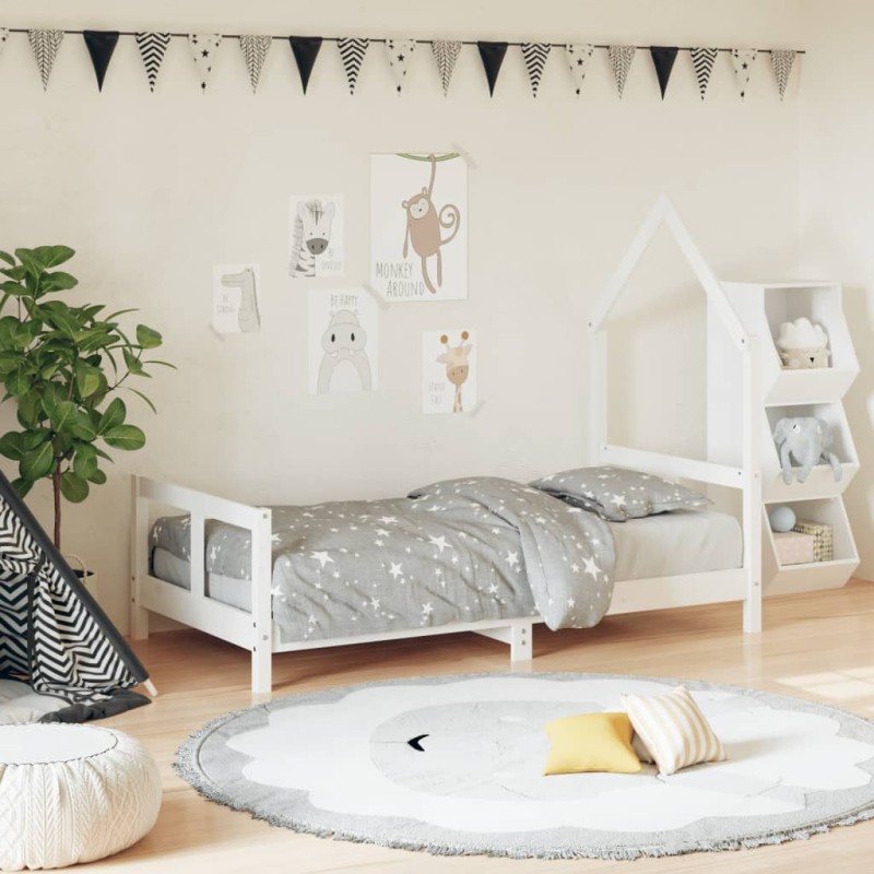 Cadre de lit pour enfant blanc 80x160 cm bois de pin massif 