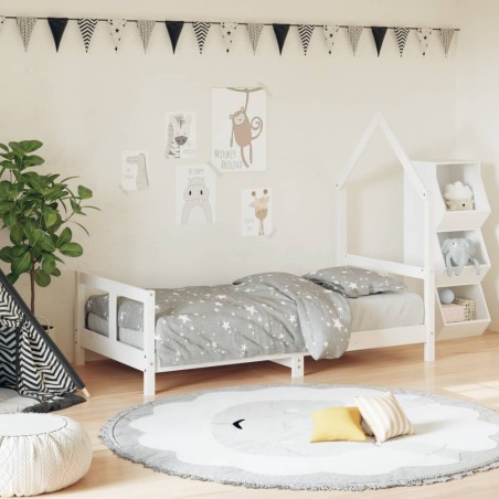 Cadre de lit pour enfant blanc 80x160 cm bois de pin massif 