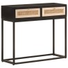 Table console noir 90x30x76 cm bois massif de manguier et fer 