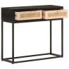 Table console noir 90x30x76 cm bois massif de manguier et fer 