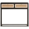 Table console noir 90x30x76 cm bois massif de manguier et fer 