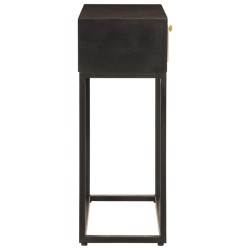 Table console noir 90x30x76 cm bois massif de manguier et fer 