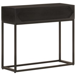 Table console noir 90x30x76 cm bois massif de manguier et fer 