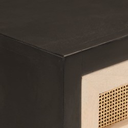 Table console noir 90x30x76 cm bois massif de manguier et fer 