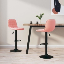 Tabourets de bar lot de 2 rose velours 