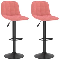 Tabourets de bar lot de 2 rose velours 