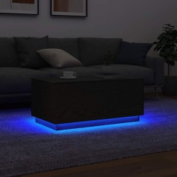 Table basse avec lumières LED chêne noir 90x50x40 cm 