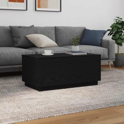 Table basse avec lumières LED chêne noir 90x50x40 cm 