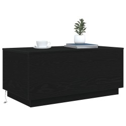 Table basse avec lumières LED chêne noir 90x50x40 cm 