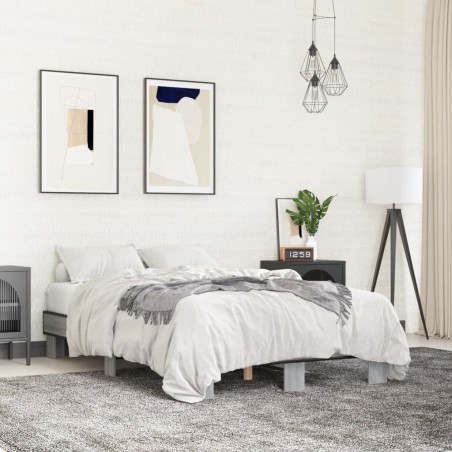Cadre de lit sans matelas sonoma gris 135x190 cm 
