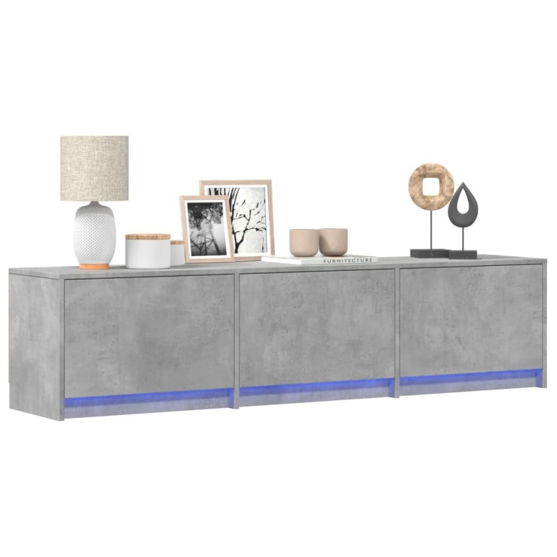 Meuble TV avec LED gris béton 165x34x40 cm bois d'ingénierie 
