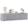 Meuble TV avec LED gris béton 165x34x40 cm bois d'ingénierie 