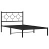 Cadre de lit métal sans matelas avec tête de lit noir 107x203cm 