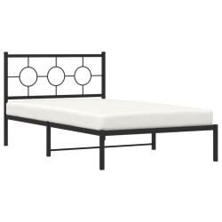Cadre de lit métal sans matelas avec tête de lit noir 107x203cm 