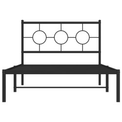 Cadre de lit métal sans matelas avec tête de lit noir 107x203cm 