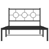 Cadre de lit métal sans matelas avec tête de lit noir 107x203cm 