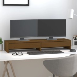 Support de moniteur Marron miel 100x27x15 cm Bois de pin solide 